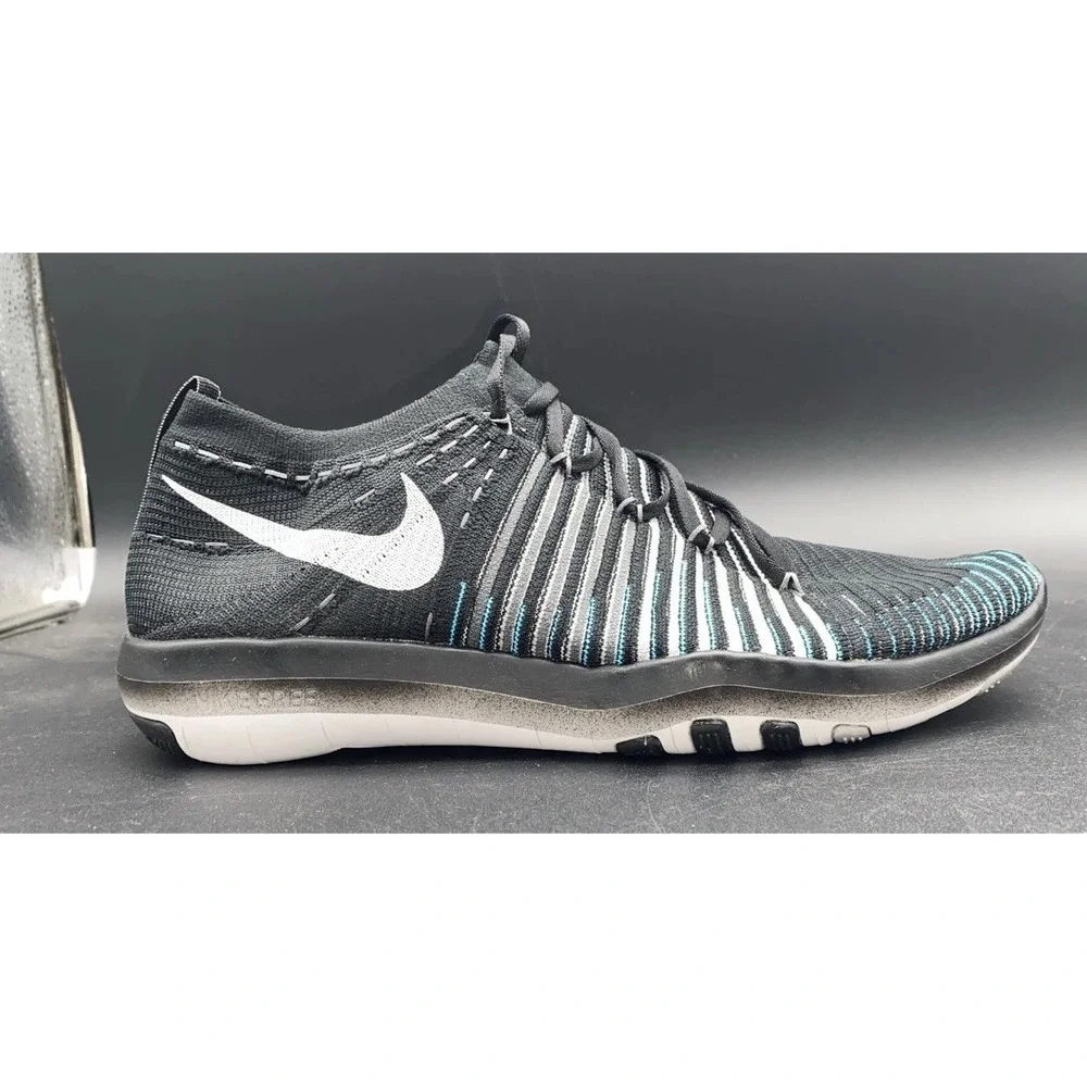 Nike Free Transform Flyknit Athletic Training Running Shoes Black Teal Size 11.5